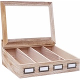 MCW Aufbewahrungsbox MCW-C25, Teebox Schmuckkästchen Kiste, Paulownia 17x37x33cm ~ naturbraun