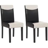 MCW 2er-Set Esszimmerstuhl Küchenstuhl Stuhl Littau ~ schwarz-weiß, dunkle Beine