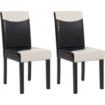 MCW 2er-Set Esszimmerstuhl Küchenstuhl Stuhl Littau ~ schwarz-weiß, dunkle Beine