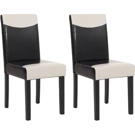 MCW 2er-Set Esszimmerstuhl Küchenstuhl Stuhl Littau ~ schwarz-weiß, dunkle Beine