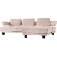Ecksofa HUKLA "HU-HP18064 L-Form", rosa (kama rose), B:297cm H:85cm T:214cm, 100% Polyester, Sofas, Optional mit motorischer Vorziehbank, stylische Reling