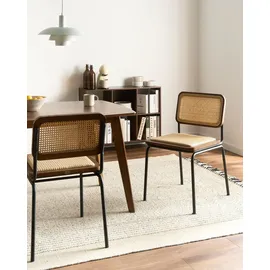 Beliani Esszimmerstuhl Rattan Braun 2er Set