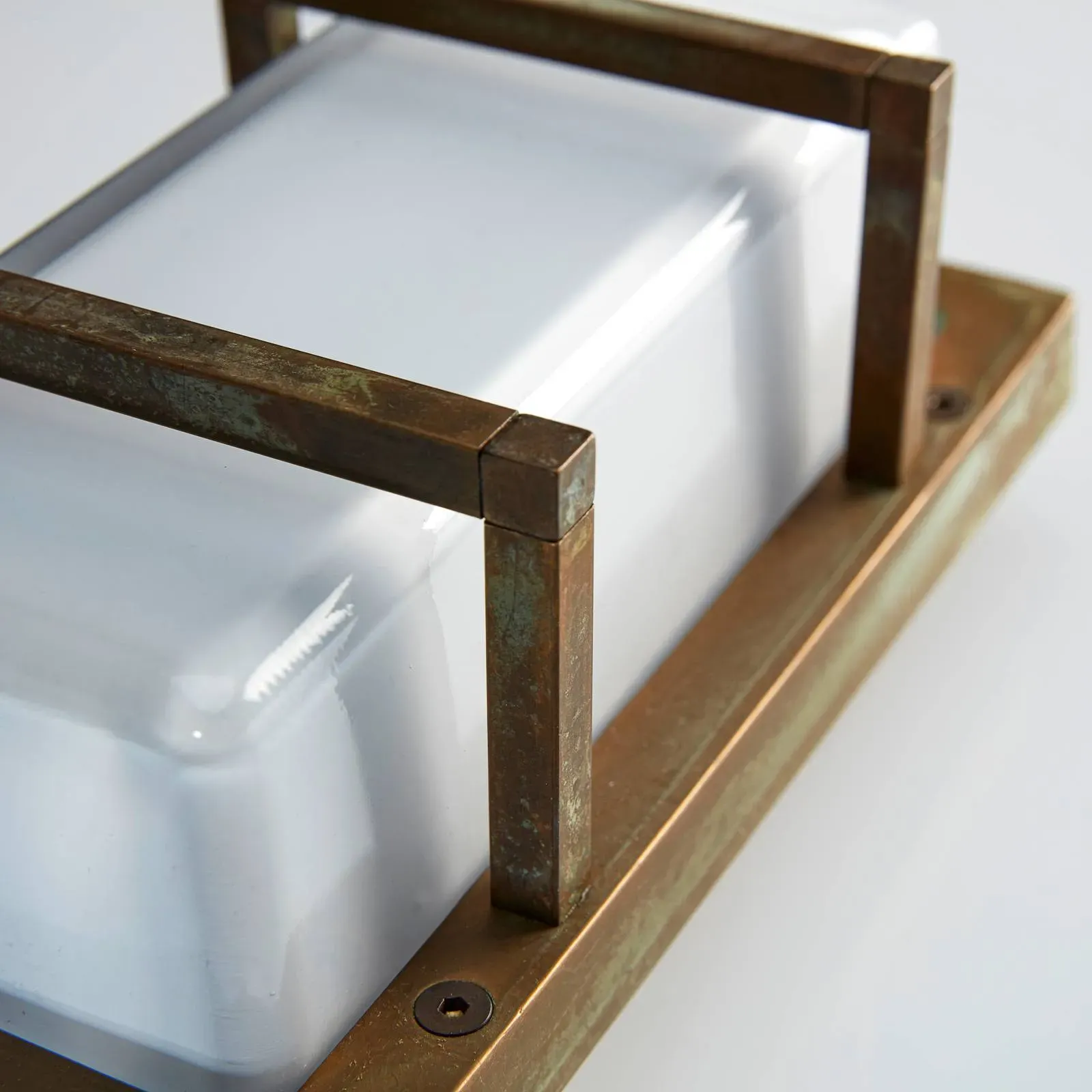 Moretti Luce Aussenwandleuchte Ice Cubic, dimmbar, bronze / altmessing, Messing - 11.5 cm - 13 cm - 25.5 cm
