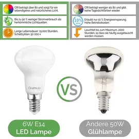 Lumiled LED Lampen E14 R50 6W ersetzt 50W 6 Stück 540lm 3000K Warmweiß 120° 230V Birne Reflektorlampe Reflektor Lichtquelle