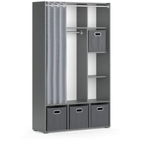 Vicco Kleiderschrank Luigi Grau Faltbox 106 x 178.1 cm Mit Faltboxen (grau)