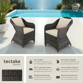 Tectake tectake® 2er Set Aluminium Rattansessel wetterfest und UV-beständig, pflegeleicht, kein Aufbau