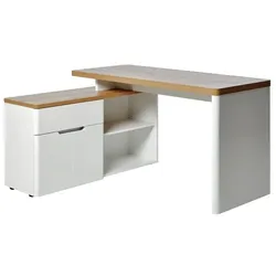 Jahnke Eckschreibtisch CU-Libre 150 E Holzoptik Weiß, Braun Weiß / Eiche