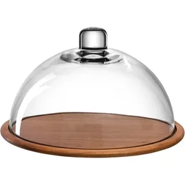 LEONARDO Cucina Holzkäseplatte mit Glasglocke 2-teilig Ø 280 mm