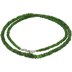 Chromdiopsid Perlenkette facettiert I 45cm I Hochwertige Edelsteinkette mit 925er Silber Verschluss