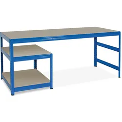 BRB Packtisch / Werkbank, BxTxH 1800x600x900 mm, Unterbau BxTxH 600x600x515 mm, blau