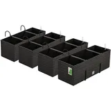 PAFEN 4X Blumenkasten Blumentopf Rattan-Optik mit Halterungen Pflanztopf Wasserstandsanzeiger Balkonkasten Pflanzkästen