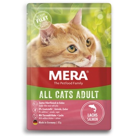 MERA Cats Adult Lachs Nassfutter für Katzen getreidefrei, Katzennassfutter mit hohem Fleischanteil