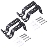 Eruceky 4 Stück Silber Gardinenstangenhalterung, Verstellbare Gardinenstangenhalterunge, Vorhangstange Halterung, für Hause Büro, Schlafzimmer Kleiderschrank(Silber) (black)