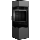 KRATKI Thor Schwarz Holzofen, freistehend, BImSchV 2-konform, 8 kW, thermische Effizienz, 83%, Staubauslass, 150 mm, Stahl und dekoratives Glas, gerade Verglasung, EEK A+ Kaminofen