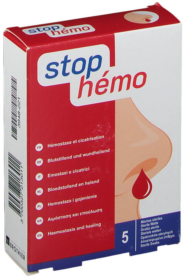 Stop Hémo Mèches stériles 5 x 4 cm 5 pc(s) coton