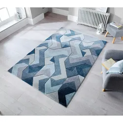Kadima Design Langlebiger & Pflegeleichter Teppich `Nidd Ruth`, Farbe: Blau, 200x290 cm