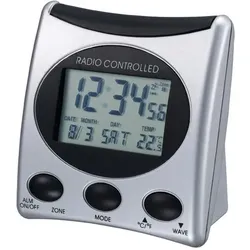 Technoline Radio Controlled Clock, Schwarz, Silber, AAA