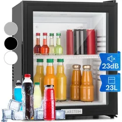Klarstein Kühlschrank, Mini Kühlschrank mit Glastüre, Mini-Kühlschrank für Getränke, Snacks & Kosmetik, Kühlschrank Klein & Leise, Verstellb... - Schwarz