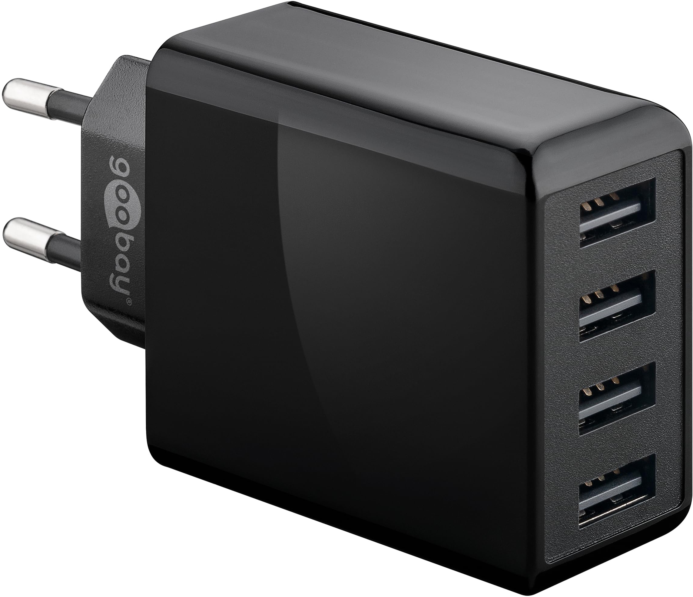 goobay 44953 4 fach USB Ladegerät 30W / Netzteil mit 4 USB Eingängen / USB Ladegerät kann Handy, wie Iphone, Samsung, Tablets laden / Ladestecker / Adapter für USB A Ladekabel / schwarz