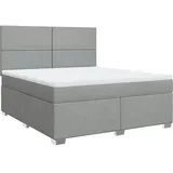 vidaXL Boxspringbett mit Matratze Hellgrau 180x200 cm Stoff