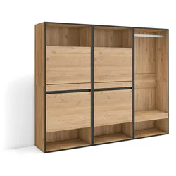 SKRAUT HOME Schuhschrank, Platzsparender Schrank, 180x35x145 cm, Schlafzimmer, Offener Schrank, Modern Style, Eiche - 458_49