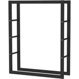 SCHMIDT security tools Kaminholzregal 80x25x100cm Stahl Schwarz Brennholzregal Holzstapelhilfe Holzunterstand Holz-Regal