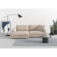 Ecksofa TRENDMANUFAKTUR "Bourbon" Sofas Gr. B/H/T: 250 cm x 84 cm x 176 cm, Struktur fein, mega-Recamiere links, XXL mit Sitztiefenverstellung, grau (taupe) Ecksofas