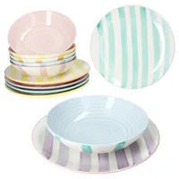 Mambocat Beach Pastello Stripes 12tlg Tafelservice 6 Personen Speiseteller