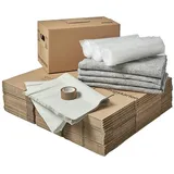 Umzugskomplettpaket Wohnungen und Häuser 200 m2 (150 x Umzugskarton 5 x Luftpolsterfolie 4 kg Seidenpapier 2 x Klebeband) SET BB-Verpackungen