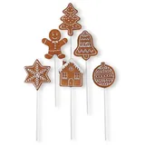 colourliving Lebkuchenfiguren Dekoration Blumenstecker Lebkuchen Stecker 6 TLG. Weihnachtsfiguren klein Lebkuchen Deko