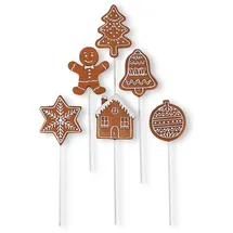 colourliving Lebkuchenfiguren Dekoration Blumenstecker Lebkuchen Stecker 6 TLG. Weihnachtsfiguren klein Lebkuchen Deko