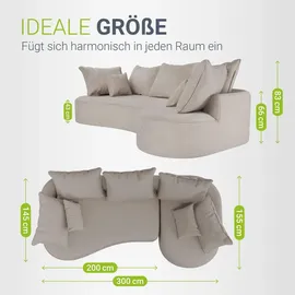 Juskys Eckcouch Samt 4-Sitzer Beige