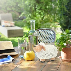Relaxdays Gartenfigur Schaf, wetterfeste Tierfigur, Osterdeko, innen & außen, HxBxT: 15,5 x 20 x 11 cm, Polyresin, weiß