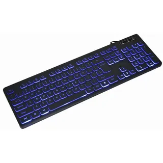 Gembird KB-UML3-02 Multimedia-Tastatur mit Hintergrundbeleuchtung (3-farbig), Schwarz