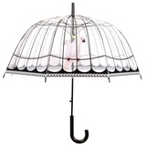 Esschert Design Regenschirm Vogelkäfig aus Polyester/Stahl, Ø 81 x 83 cm, Kunststoffgriff, transparente Schirmfläche im Vogelkäfig-Design, extra lang