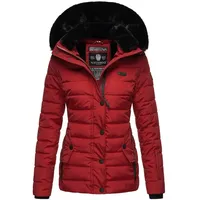 Navahoo Damen warme Winter Steppjacke mit abnehmbarer Kunstfell-Kapuze Milianaa Red Gr. XS - XS