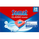 SOMAT Classic Power Spülmaschinen Tabs (28 AW), Spültabs für strahlend sauberes Geschirr auch im Niedrigtemperatur-, Kurz- & Eco-Programm, Geschirrspül Tabs mit Fettlösekraft für kraftvolle Reinigung
