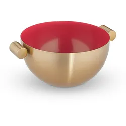 Relaxdays Servierschüssel, Edelstahl, Ø 20 cm, runde Metallschüssel zum Backen & Servieren, Küchenschüssel, gold/ rot