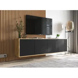 meble lindner Apollo2 TV-Schrank 150 cm Schwarz Matt