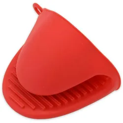 Fackelmann 688496 Silikon-Topflappen, kleiner Topflappen für den Backofen, roter Topflappen für warme Speisen, Silikon, Rot, 8 x 10,5 cm