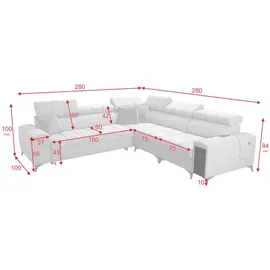 kaiser möbel Designer-Ecksofa mit Schlaffunktion und Bar GRECO III Avra Gelb Rechts