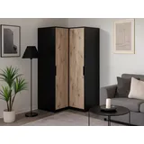 beautysofa Eckschrank Livo 108,5 x 200 x 106,5 cm Schwarz/Eiche