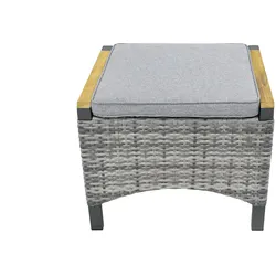 LC Garden Keramo Hocker Aluminium/Geflecht mit Teak - Anthrazit