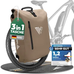 3in1 Fahrradtasche & Rucksack wasserdicht 20L "PRIMUS" - Sandbeige - 3 in 1 Fahrradtaschen,Bestseller,oft gekauft,rabatt