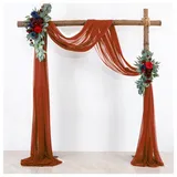 Hrlace Hochzeitsbogen Vorhang Chiffon Hochzeit Vorhänge Tüll Foto Hintergrund Romantisch Querbehang Transparente Tülldekostoff Gardinen Deko für Hochzeit Geburtstag Weihnachten Caramel 50x570cm