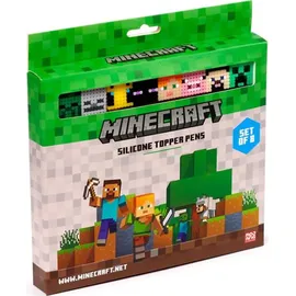Puckator Minecraft Fineliner Set mit Silikon-Topper (8-tlg)