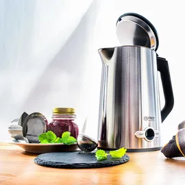 First Austria TZS First Austria Edelstahl Wasserkocher 2200W, 1,7 L, Temperatureinstellung 60-100 Grad, Warmhaltefunktion, Kalkfilter, verdecktes Heizelement, LED Beleuchtungsfarbe