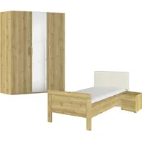 Rauch Schlafzimmer-Set RAUCH "Komplettschlafzimmer Schlafzimmer EVELYN", braun (asteiche), Bett 100x200cm + ohne Matratze, B/H: 100cm x 200cm, Bett 100x200cm, Holzwerkstoff, Schlafzimmermöbel-Sets, Schrank und Bett in 2 Breiten, Nachttisch 2 Schubladen MADE IN