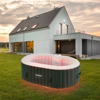 AREBOS Whirlpool | In- & Outdoor | 190 x 120 cm | LED-Beleuchtung | Oval