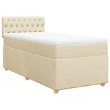 vidaXL Boxspringbett mit Matratze Creme 80x200 cm Stoff